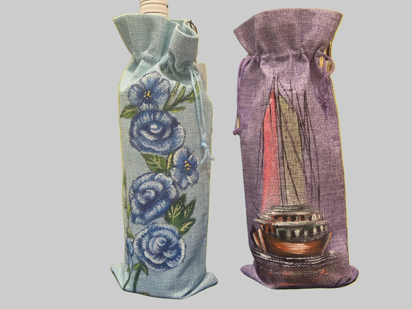 Wine Tote Bag Hand Painted