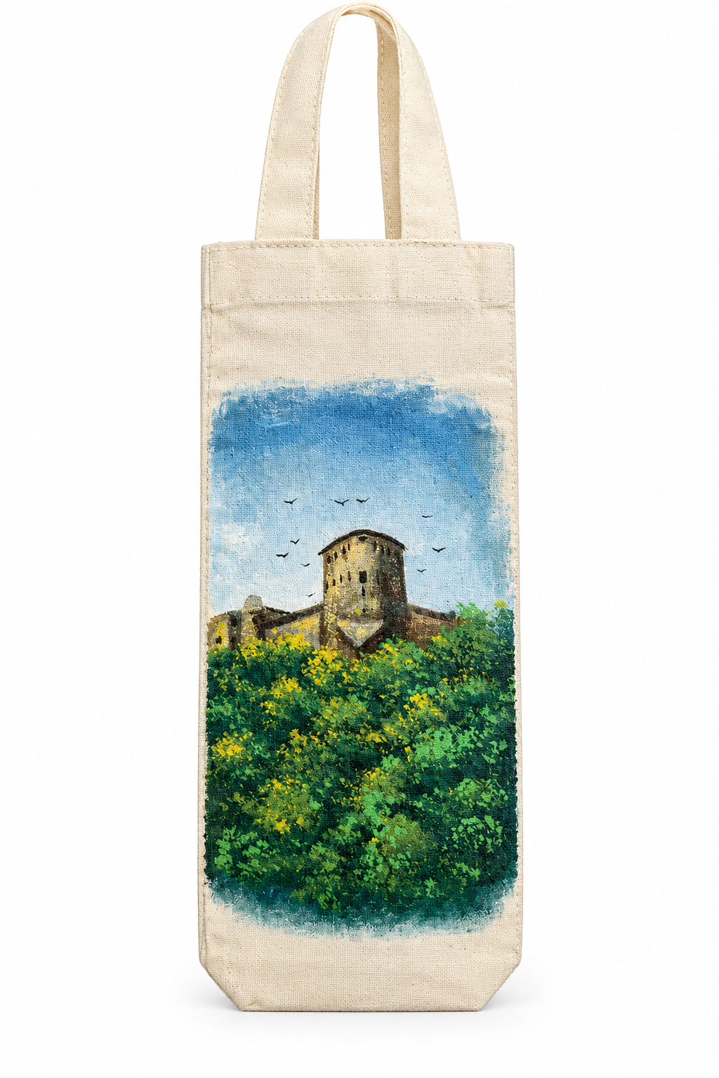 Wine Tote Bag Hand Painted