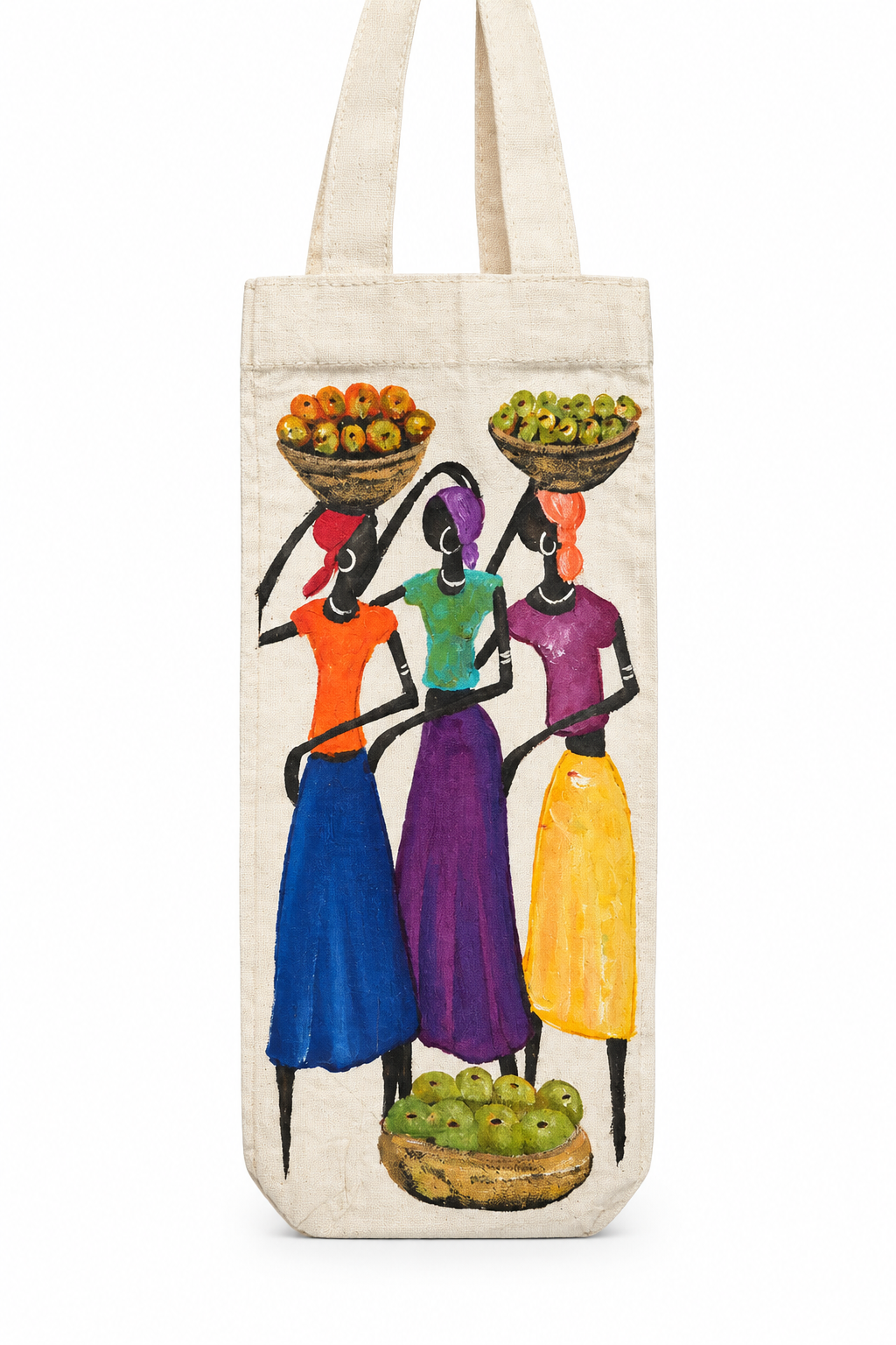 Wine Tote Bag Hand Painted