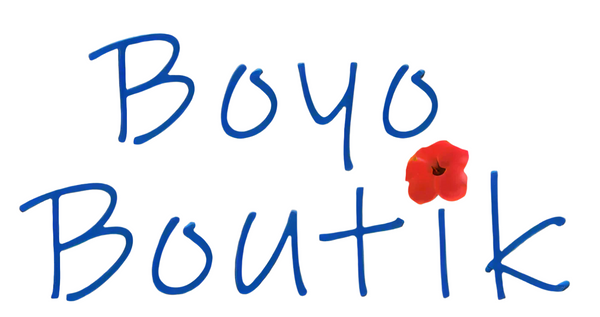 Green background with 'Boyo Boutik' text and a red flower