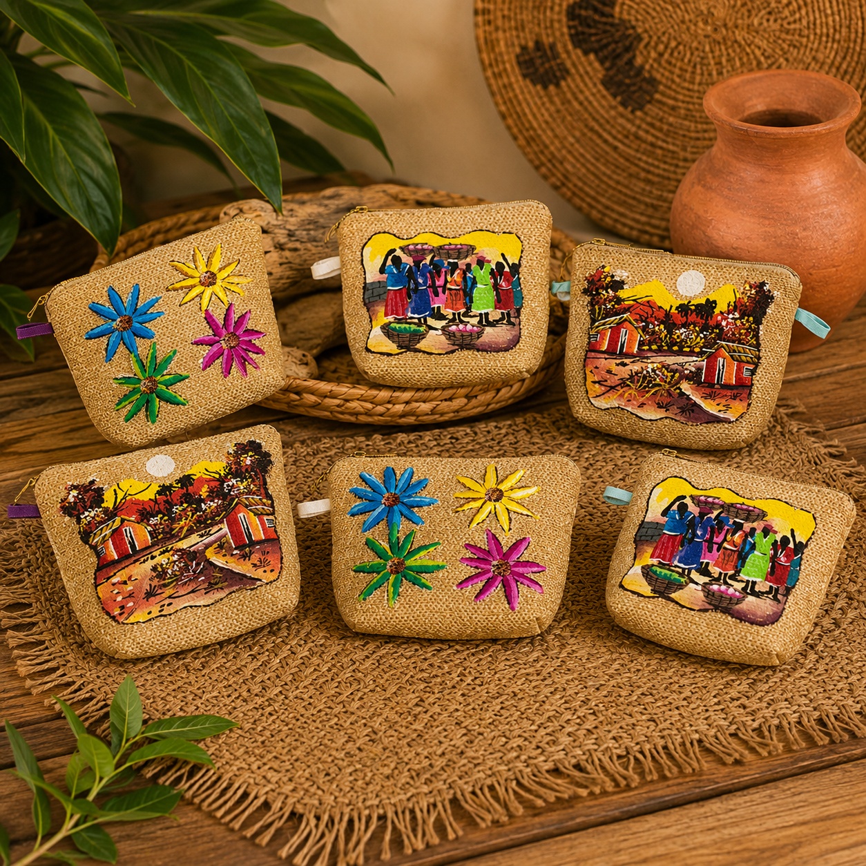 Mini Wallet Hand Painted