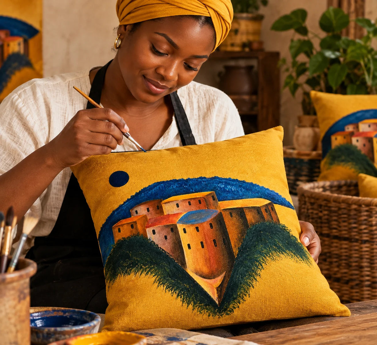 Hand painted Cushion Cover