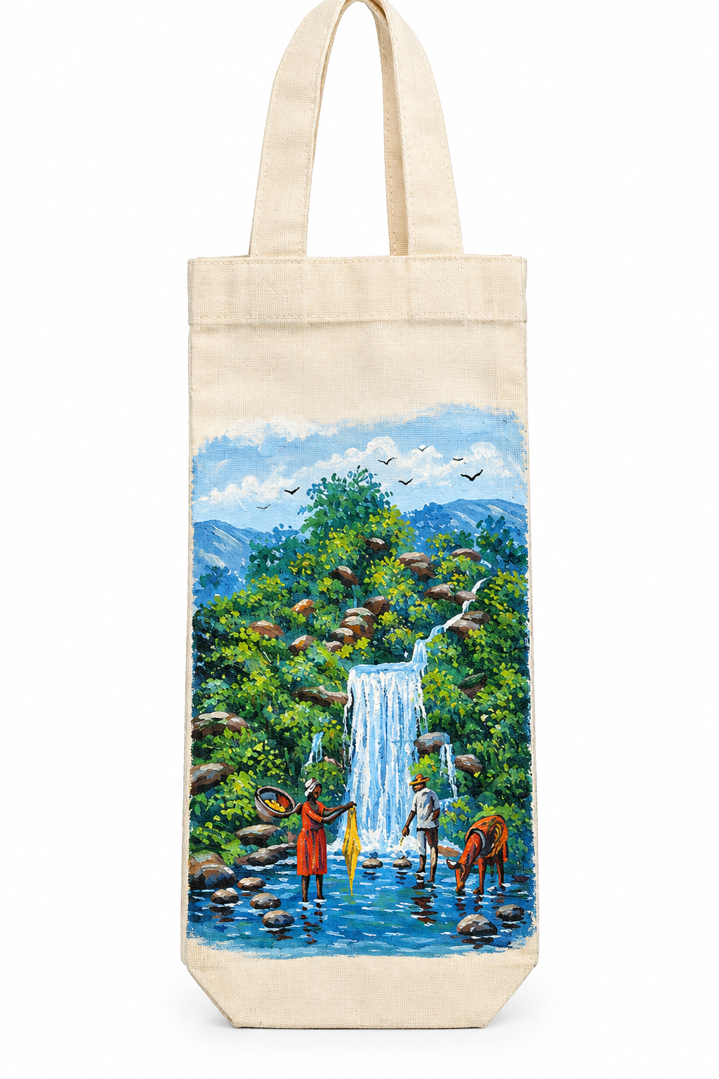 Wine Tote Bag Hand Painted