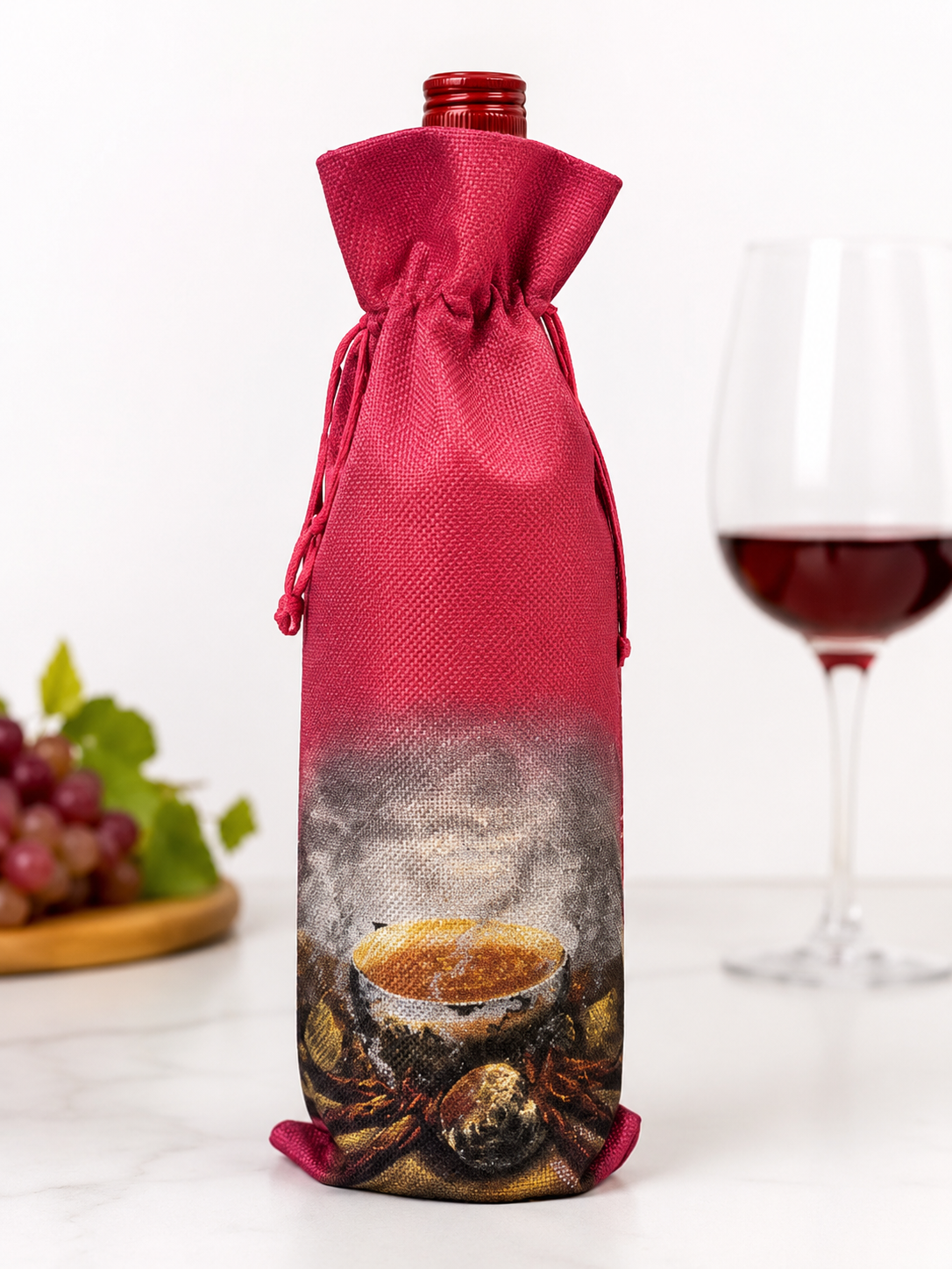 Wine Tote Bag Hand Painted