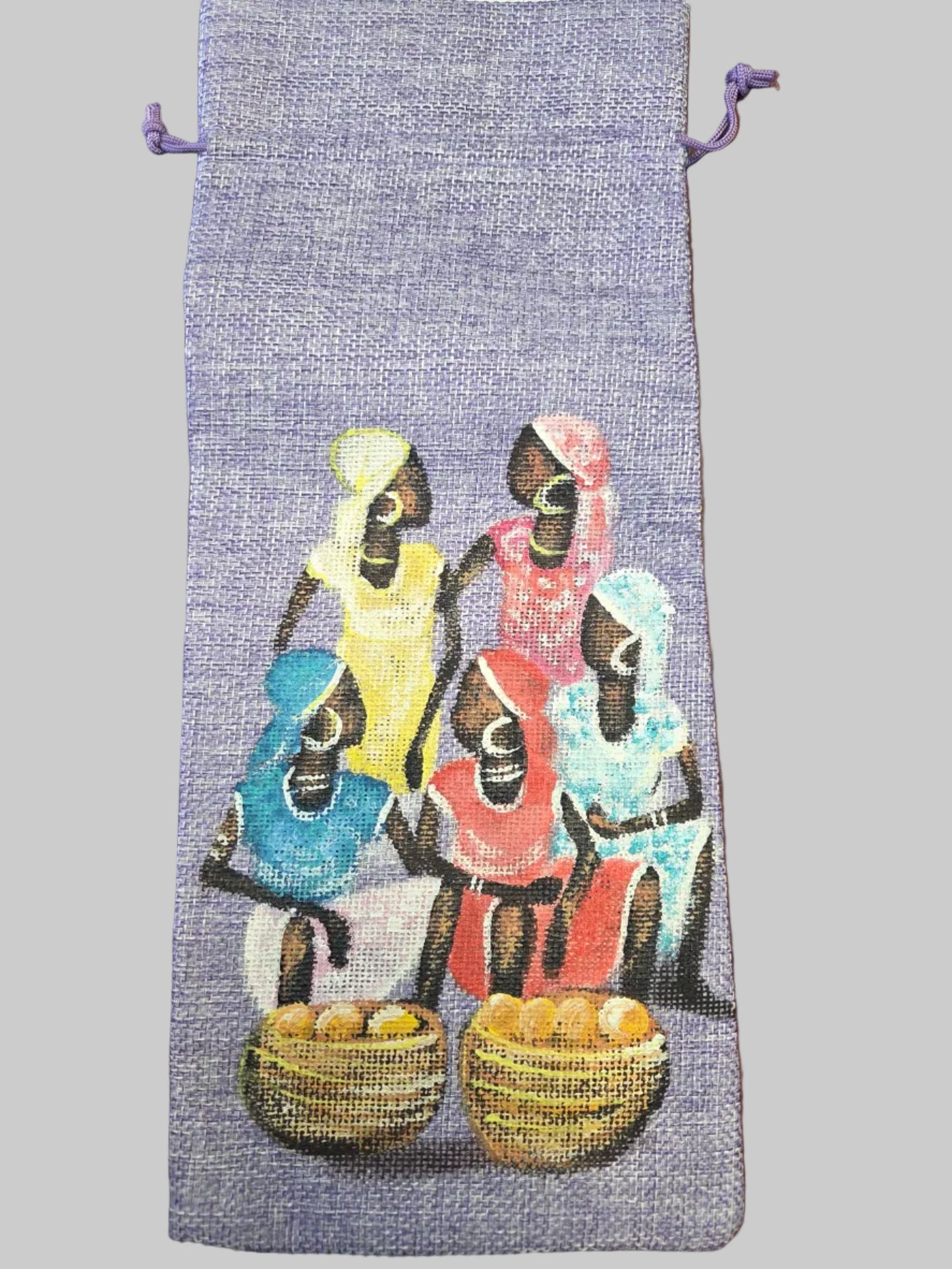 Wine Tote Bag Hand Painted