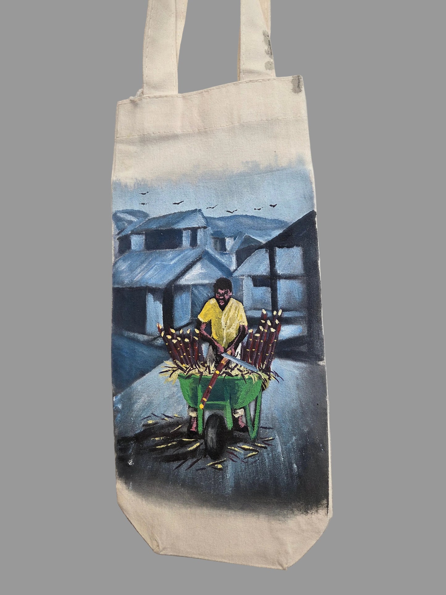 Wine Tote Bag Hand Painted