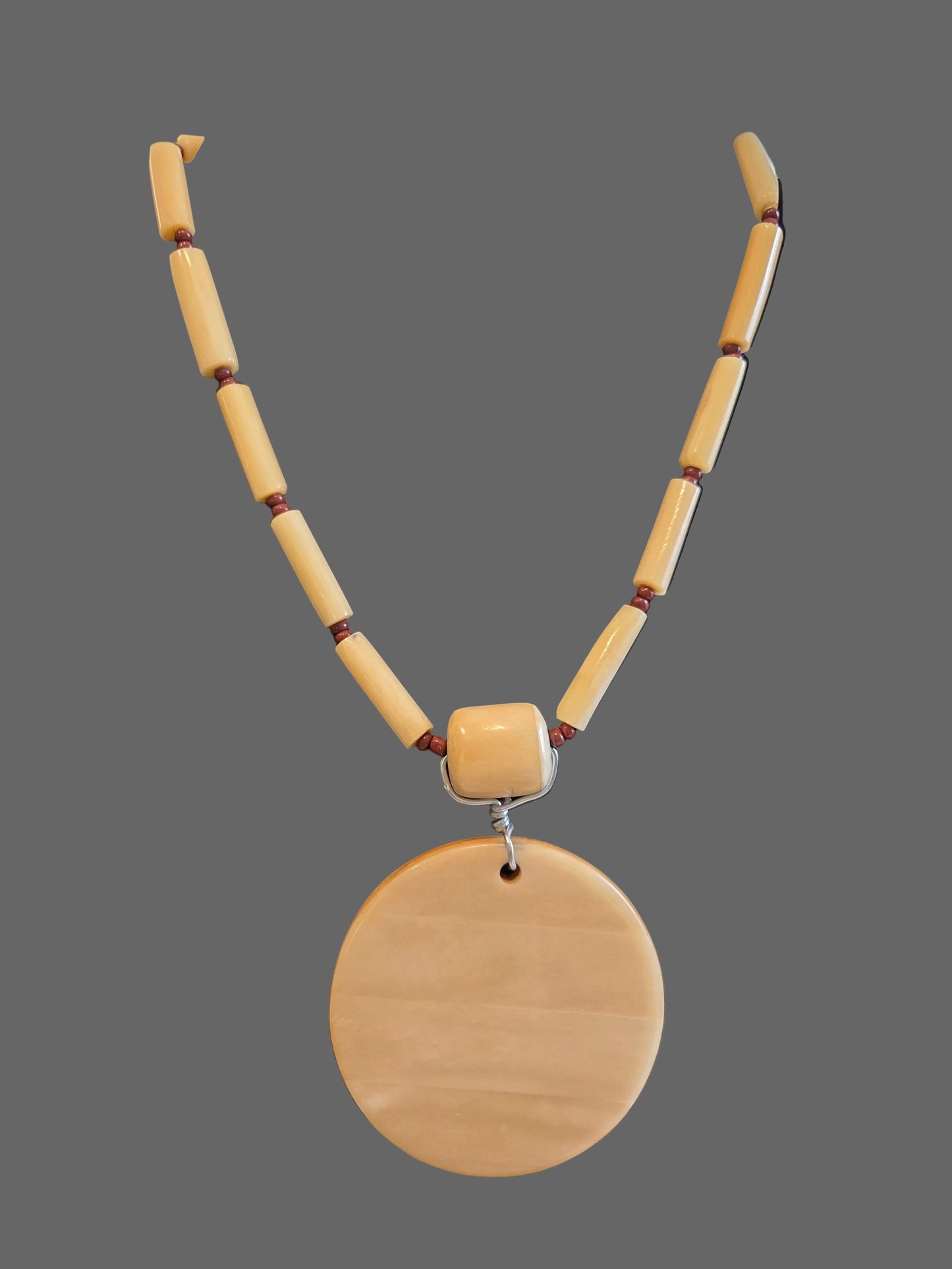 Necklace with wooden beads