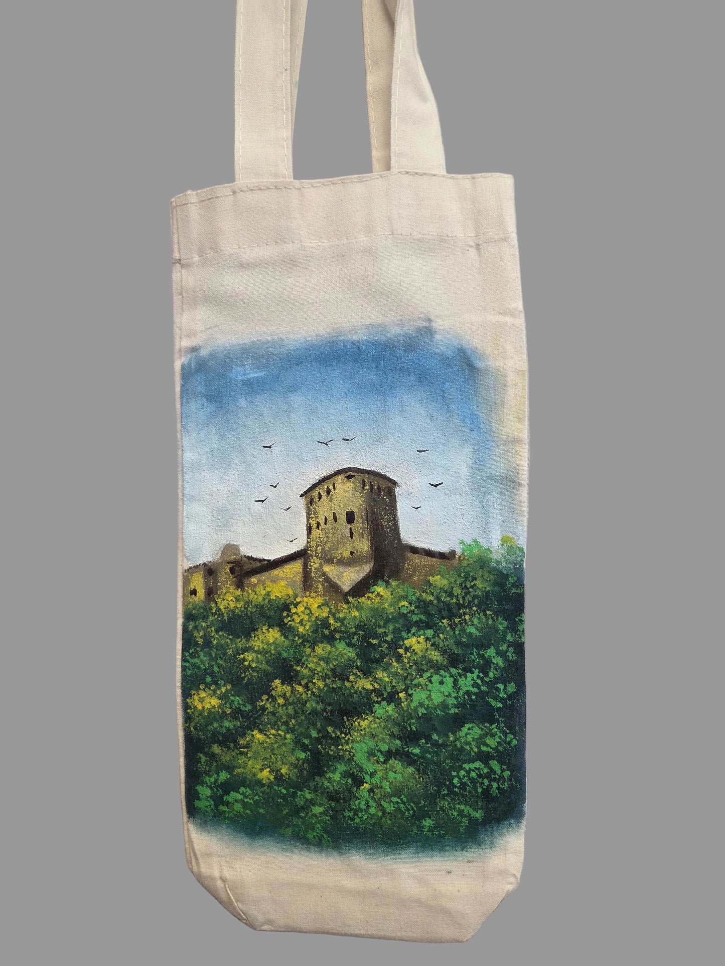 Wine Tote Bag Hand Painted