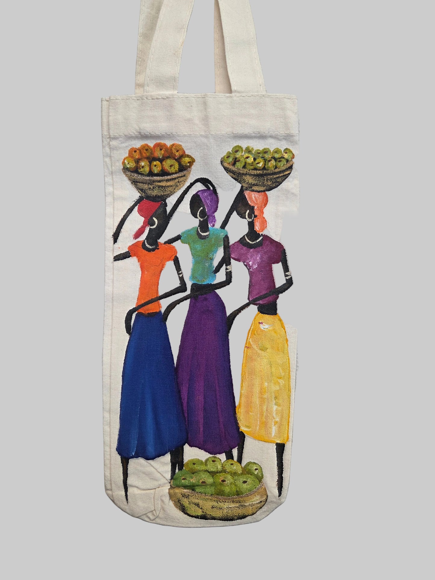 Wine Tote Bag Hand Painted